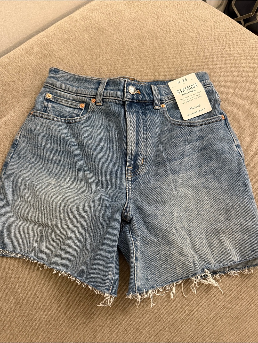 Madewell Light Blue High-Rise Frayed Hem Denim Shorts